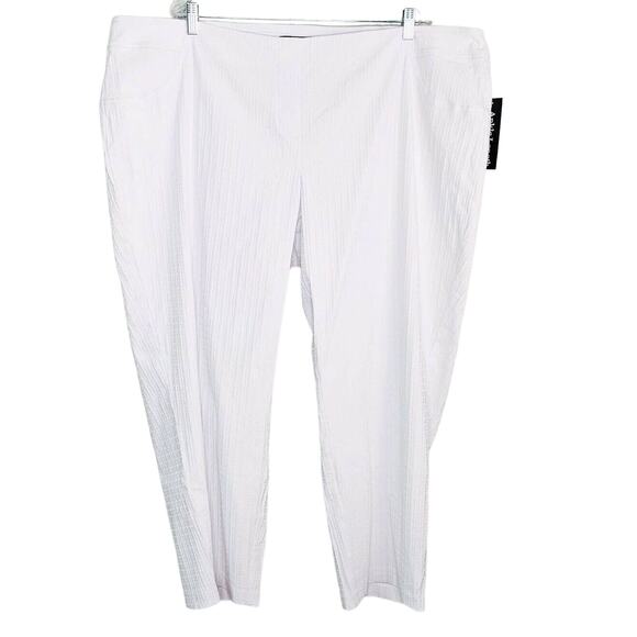 Ashley Stewart Pants Size 28 White Seersucker Ankle Length Pants New - Picture 5 of 10